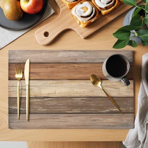 Placemats Set of 8, Farmhouse Beige Brown Woven Placemat, Linen Place
