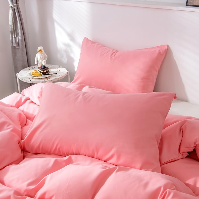 3‐Piece Solid Duvet Cover Set, Solid Color Soft Brushed Microfiber