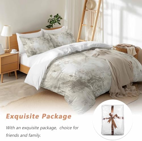 3 Piece Light Gray Duvet Cover Set Queen Size,Microfiber