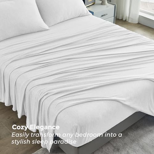 Pure Bedding Bed Sheets - Full Sheet Set [6-Piece, Heather White]