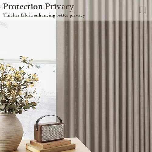 Linen Taupe Pinch Pleat Memory Shaped Light Filtering Curtains 96 Inch