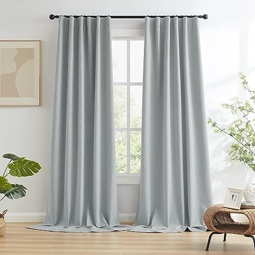 100% Blackout Linen Curtains, Full Shade Complete Light Blocking