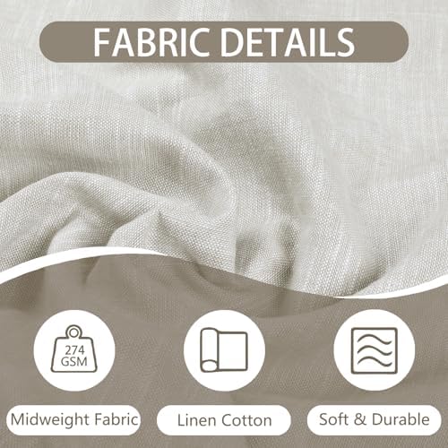 Ivory Bei Tab Top ain 34x63 Inches | Light Reducing Lined Cotton Linen