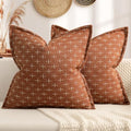 ZWJD Fall Pillow Covers 18x18 Set of 2 Soft Polyester Textured Rust