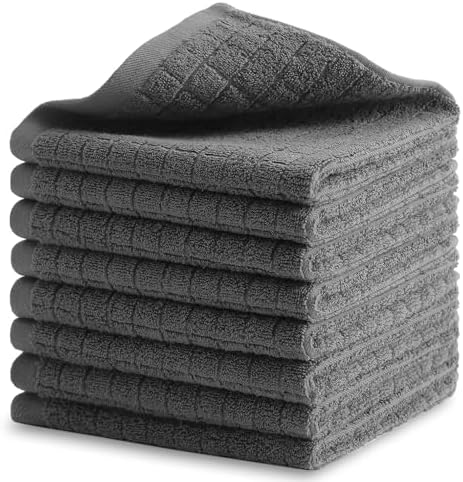 100% Cotton Kitchen Dish Cloths Set (8 Pack) – 13 x 13 Inches Ultra