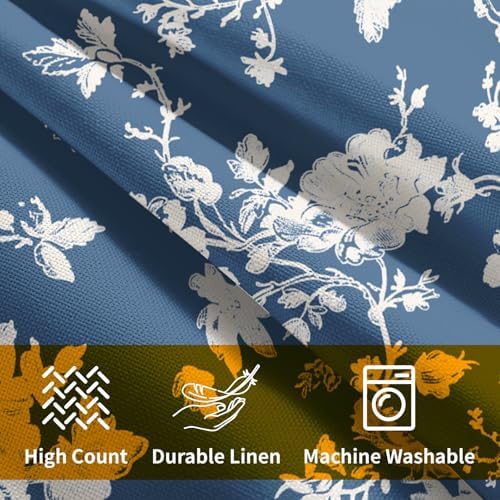 Kawani Vintage Floral Pillow Covers 22x22 Inch Set of 2 Rustic Blue