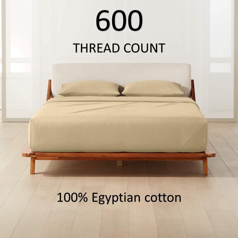 600 TC Egyptian Cotton 4 PC Taupe Full 20" Pocket