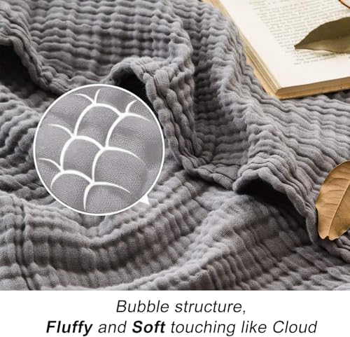 EMME Muslin Cotton Blanket Adults Coverlet,Cal King,Grey 2