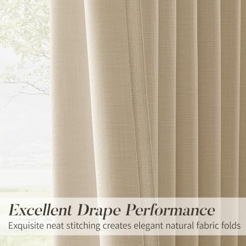 Pinch Pleated Linen Curtains for Living Room Extra Long 120 Inches