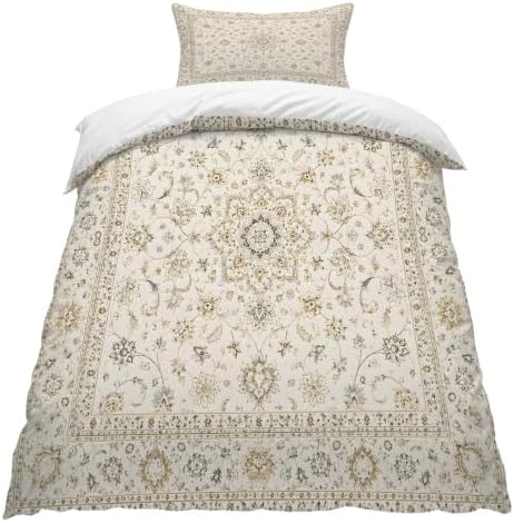 Vintage Beige Boho Duvet Cover Queen Size,Quilt Cover 90"x90" with