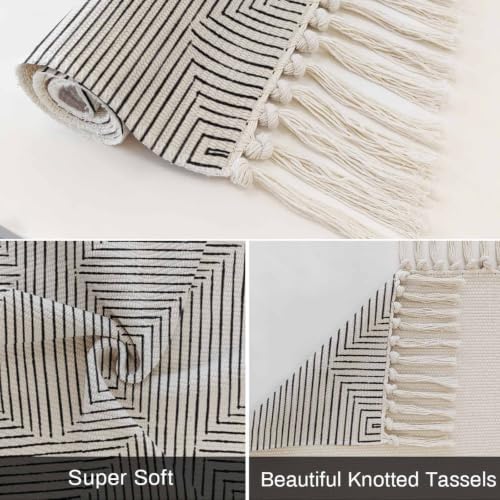 Grey Geometric Hallway Runner Rug 2'x5', Aesthetics Luxury Abstract