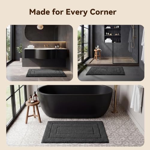 GRANNY SAYS Charcoal Gray Bathroom Rug 20" x 32", Non-Slip Bath Mat