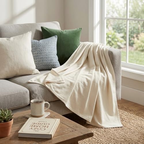 Urban Villa Cotton Thermal Blanket Plain Weave Queen 90x90 Ivory