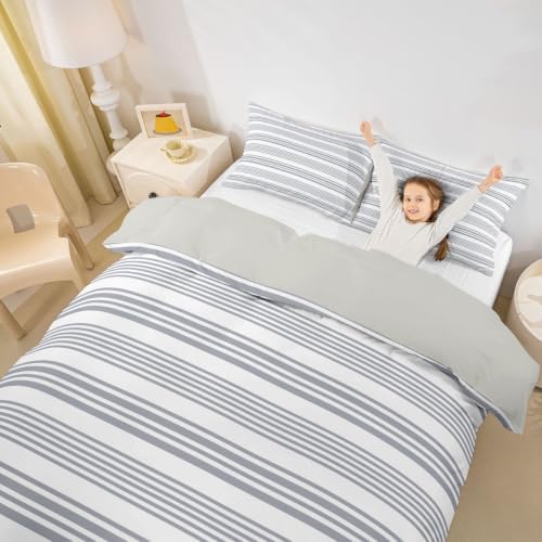 Erosebridal Neutral Striped Duvet Cover King for Kids Girls Boys