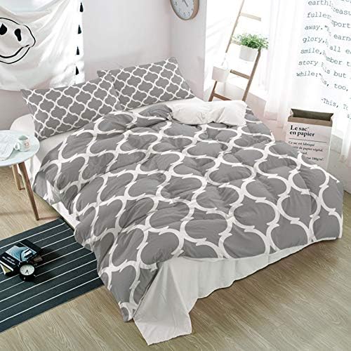 Duvet Cover Set Full, Rustic Morocco Lattice Pattern 3 Piece Bedding