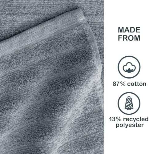 Performance Cotton 6-Piece Bath Towel Set in Textured Grey