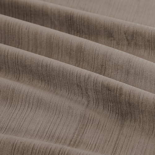 Vision Home Mocha Tan Velvet Pinch Pleated Blackout Curtains 40Wx120L