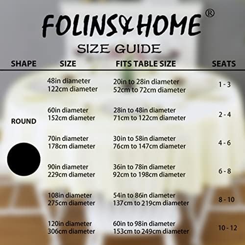 FOLINS&HOME Cream 90 Inch Round Tablecloth, Waterproof Table Cloth