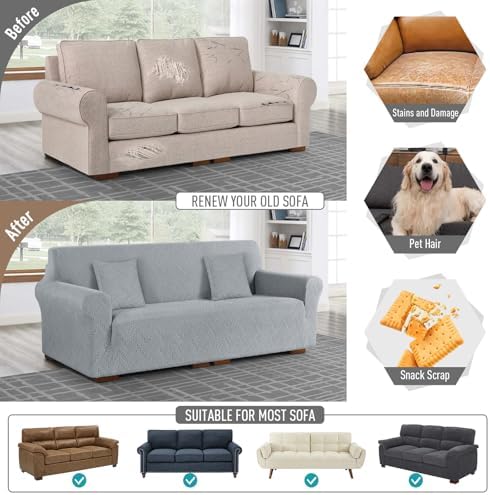 Ruaozz Stretch Sofa Cover, Soft Jacquard Furniture Protector