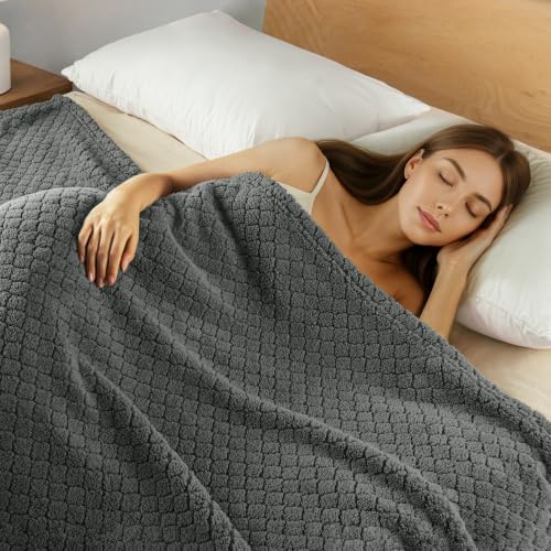 Exclusivo Mezcla Soft Fleece Queen Size Blanket for Bed, Dark Grey