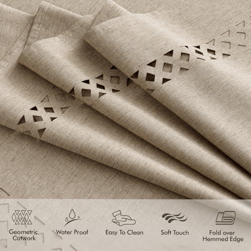 MIULEE Taupe Rectangle Tablecloth with Decorative Cutouts 52x70 Inch
