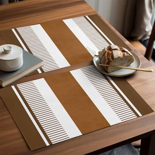 Placemats Set of 8, Modern Brown Woven Placemat, Linen Place Mats for