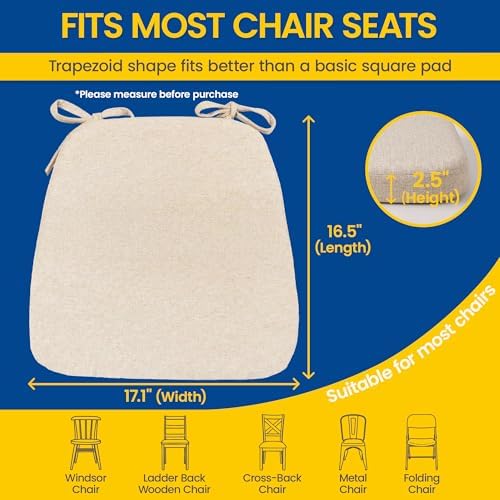 kingphenix Chair Cushions for Dining Chairs, Set of 4, 2.5 Inches