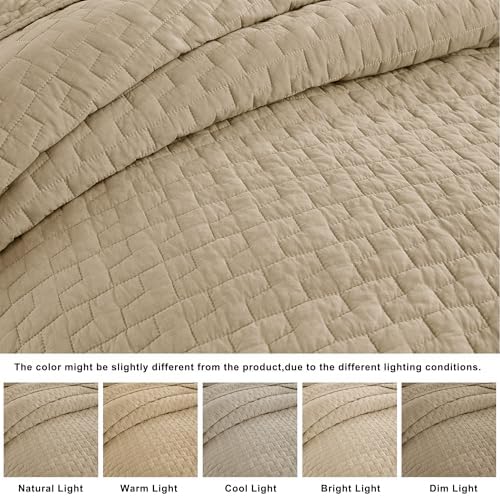 palassio Dark Beige 100% Cotton Quilt King Size Bedding Sets with 2