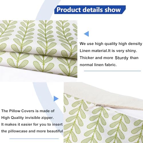 Decorative Throw Pillow Covers Set of 2 Green pillow covers 16x16 inch