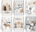 FuWeave 6 Pcs Neutral Christmas Kitchen Towels Farmhouse Winter Dish