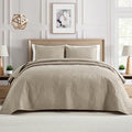 BOURINA Ultrasonic Beige Queen Quilt Set 3-Piece Bedding Set Bedspread