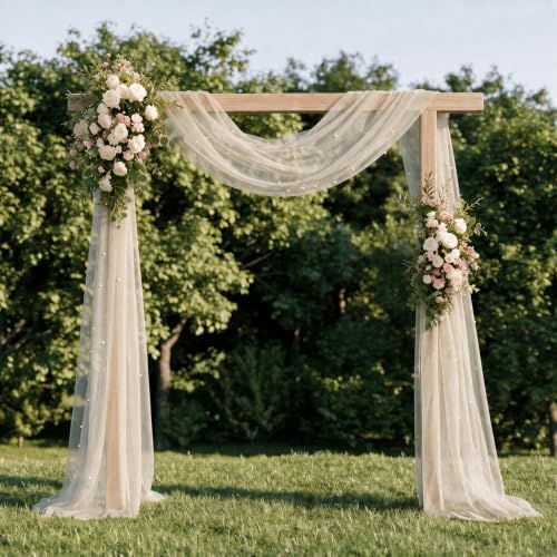 Artoid Mode 10-Pack Pearl Beige Gauze Table Runner 10FT Home Decor