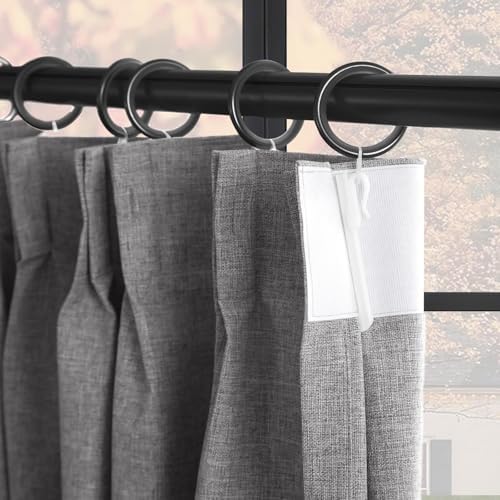100% Blackout Pinch Pleated Linen Curtains 108 Inch for Living Room