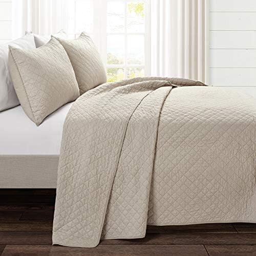 Lush Decor Ava Diamond Cotton Quilt California King Size 3 Piece Set