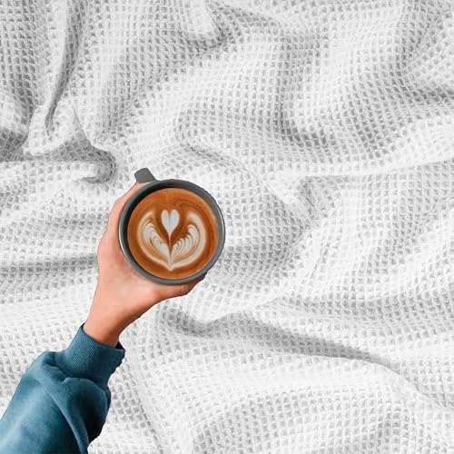 100% Cotton Waffle Weave Blanket, King Size 90 x 108 Inches, 300 GSM