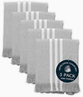 5 Pack Monochrome Stripe Kitchen Towels with Fringes, 16x26 Inch, 100%