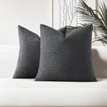 HAUSSY Pack of 2 Boucle Textured Throw Pillow Covers 18x18 Inch, Dark