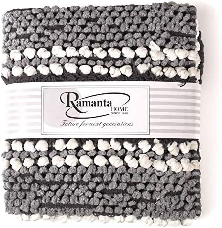 Ramanta Home Chenille Bath Mat Rug Charcoal 20x32 Inches