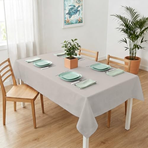 Rectangle Tablecloth, Light Gray Solid Color Waterproof Table Cloth