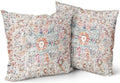 Orange Teal Pink Vintage Bohemian Pillow Covers 20x20 Inch Gray Beige