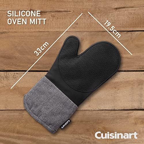 Cuisinart Charcoal Silicone Oven Gloves - Single Oven Mitt with Grey