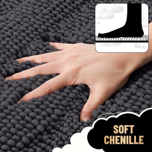 OLANLY Chenille Bathroom Rugs Sets 2 Piece, Bath Mat Set