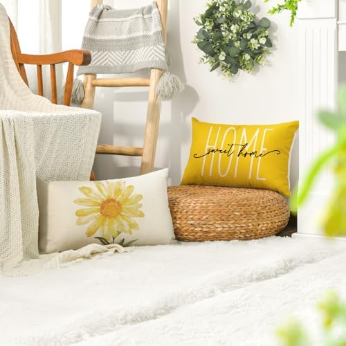 AVOIN colorlife Home Sweet Home Spring Summer Flowers Yellow Throw