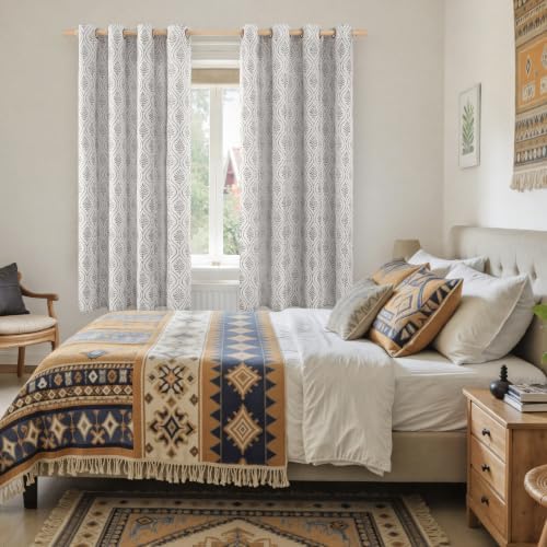 BGment Light Grey Linen Curtains 63 Inches Long for Bedroom - 2 Panels