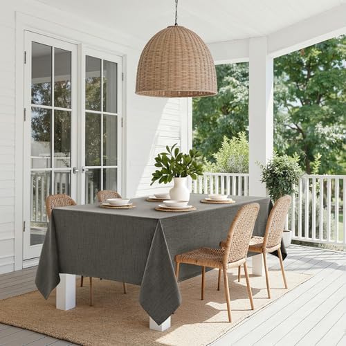 MIULEE Linen Textured Rectangle Tablecloth 60 x 120 Inch Gray