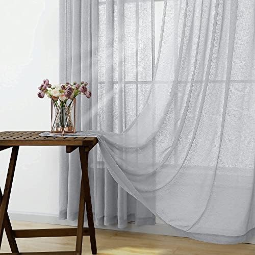 KOUFALL Grey Curtains 84 Inches Long for Bedroom Set 2 Panels Pair Rod