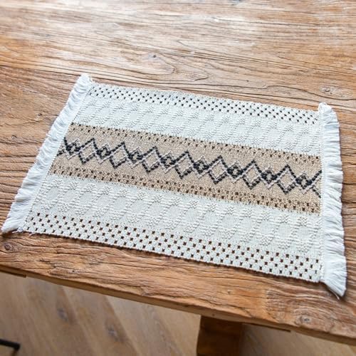 Rectangular Table Placemats Set of 2, Cotton Linen Table Mats Washable