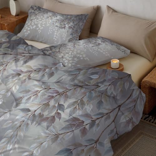 Duvet Cover King,Reversible Dreamy Tree Branches Light gray Duvet