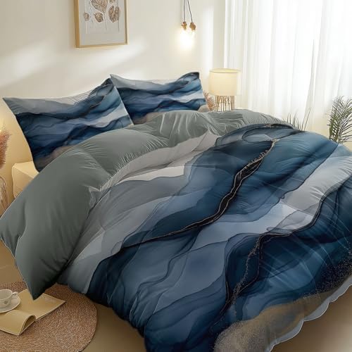 Duvet Cover Set Queen Size Lightweight Soft Microfiber Fluid Art