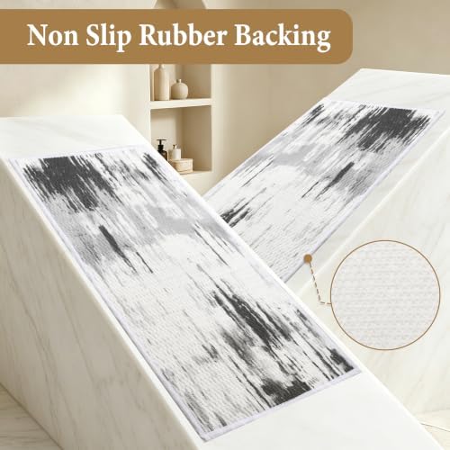 JIUZHEN Chenille Weave Bath Mats Super Absorbent Bathroom Mats Set Non